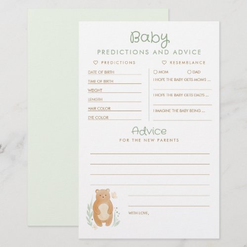Baby Predictions and Advice Baby Shower Game