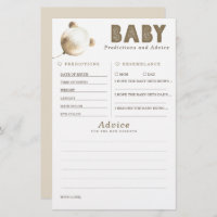 Baby Predictions and Advice Baby Shower Game