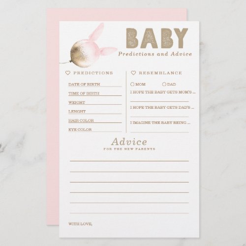 Baby Predictions and Advice Baby Shower Game