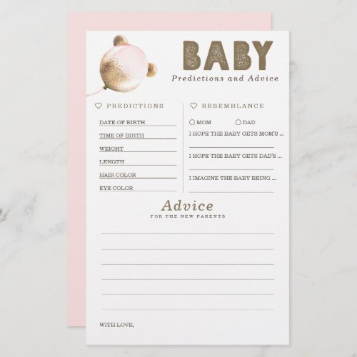 Baby Predictions and Advice Baby Shower Game