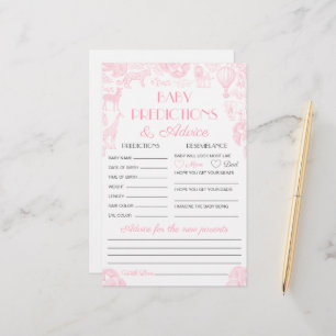 Baby Predictions and Advice Baby Shower Game Card