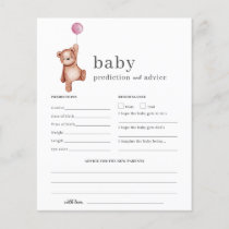 Baby Predictions and Advice Baby Shower Game Girl