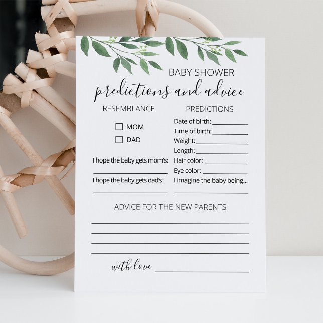 Baby Predictions and Advice Baby Shower Party Card (Creator Uploaded)