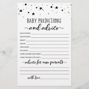 Baby Predictions and Advice Baby Shower Party game