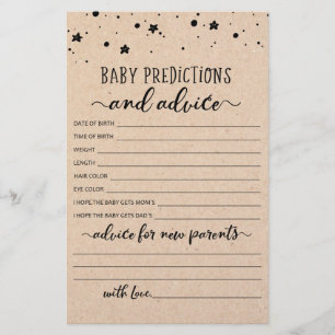Baby Predictions and Advice Baby Shower Party game