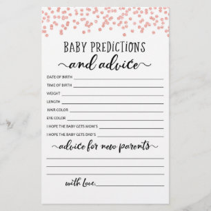 Baby Predictions and Advice Baby Shower Party game