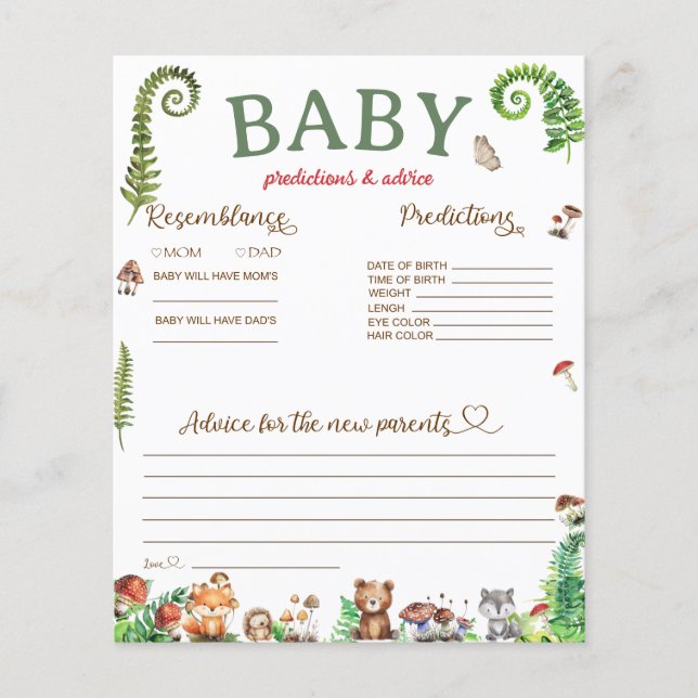 Baby predictions and advice card (Front)