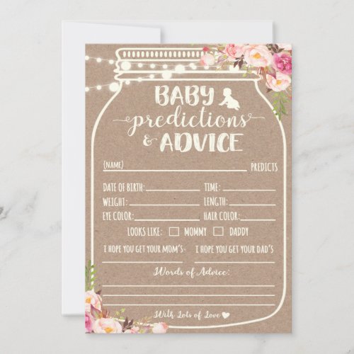Baby Predictions and Advice Card