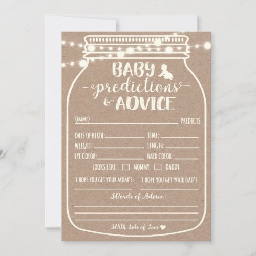 Baby Predictions and Advice Card