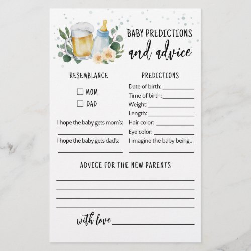 Baby predictions and advice card Baby Is Brewing