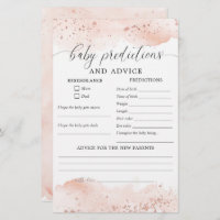 Baby predictions and advice card baby shower