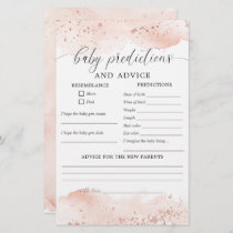 Baby predictions and advice card baby shower