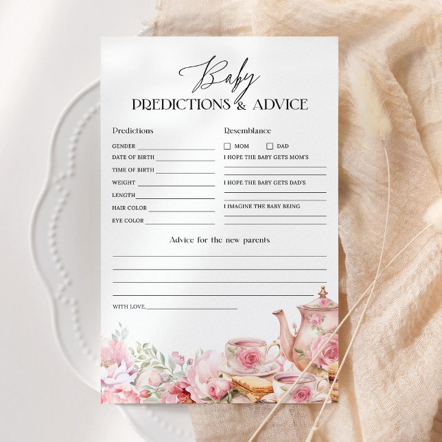 Baby Predictions and Advice Floral Tea Shower Game (Creator Uploaded)