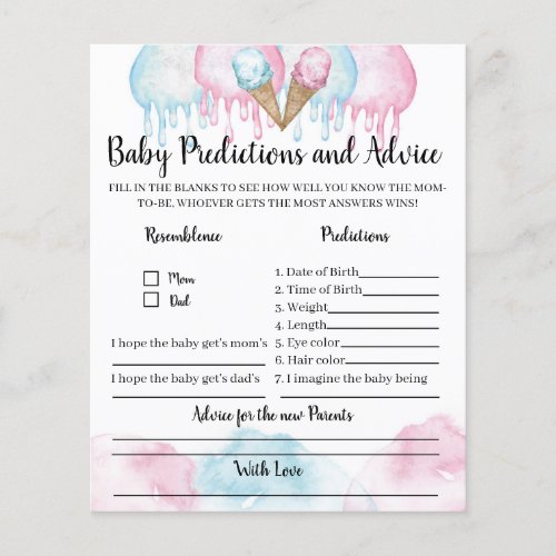 Baby predictions and advice ice cream party game