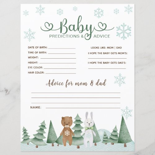 Baby Predictions and Advice Winter Woodland Card