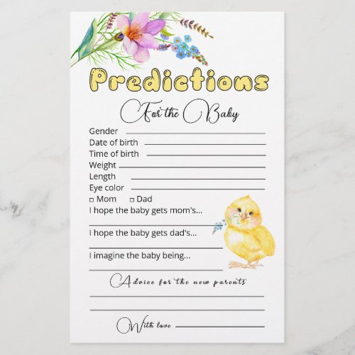 Baby Predictions  Baby Shower Game