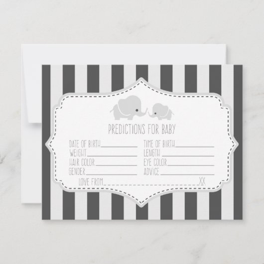 Baby Predictions - Baby Shower Game Card (Front)