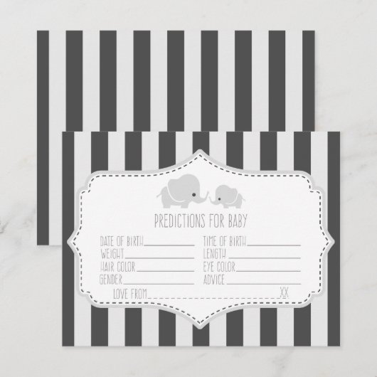 Baby Predictions - Baby Shower Game Card (Front/Back)