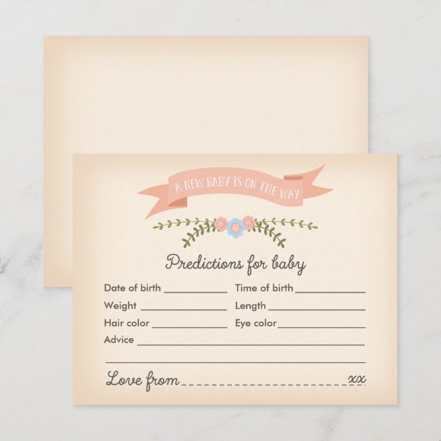 Baby Predictions - Baby Shower Game Card (Front/Back)