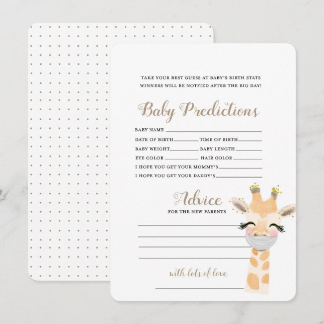 Baby Predictions - Baby Shower Game Enclosure Card (Front/Back)