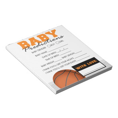 Baby Predictions Basketball Baby Shower Answer Notepad