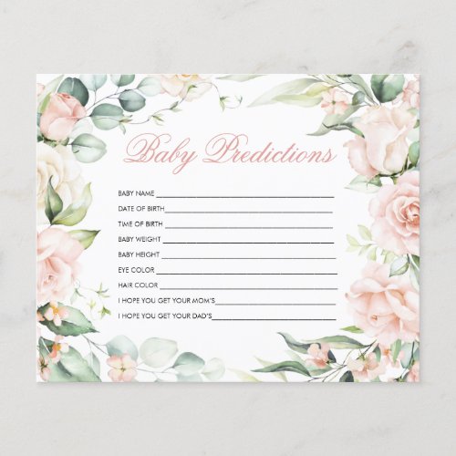 Baby Predictions Blush GreeneryBaby Shower Game