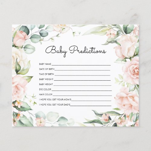 Baby Predictions Blush GreeneryBaby Shower Game