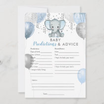 Baby Predictions Boy Elephant Shower Game Invitation