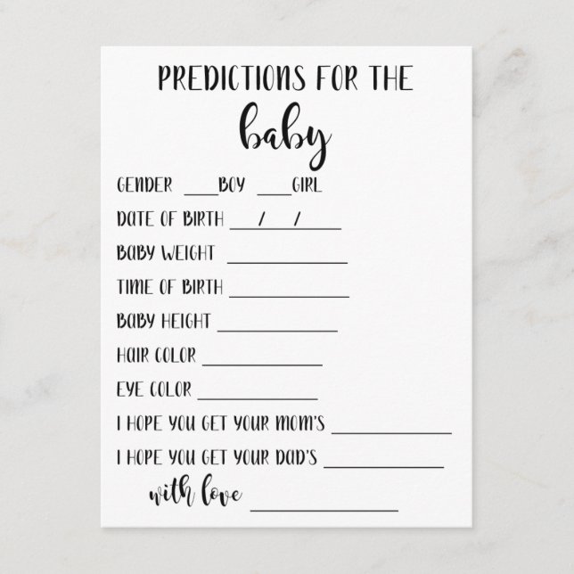 Baby Predictions Card (Front)