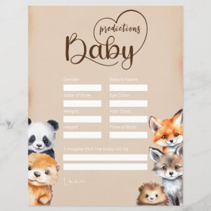 Baby Predictions Card Baby Shower  Game