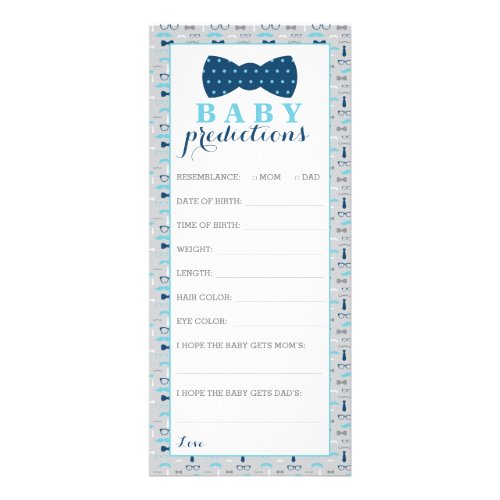 Baby Predictions Card Bow Tie Baby Shower Rack Card