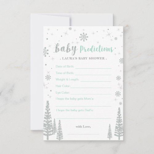 Baby Predictions Card _ Winter Baby Shower Game