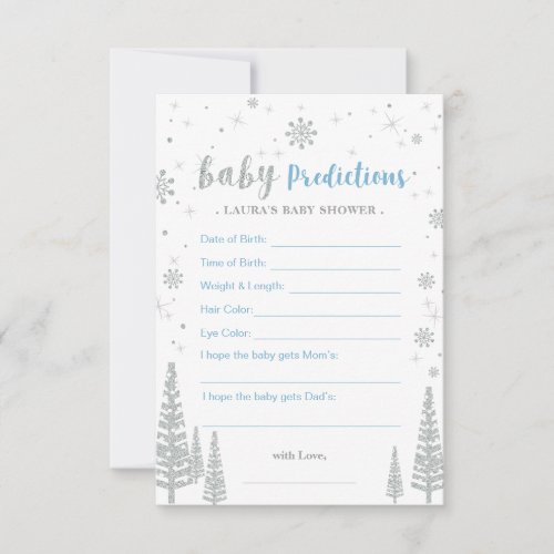 Baby Predictions Card _ Winter Baby Shower Game