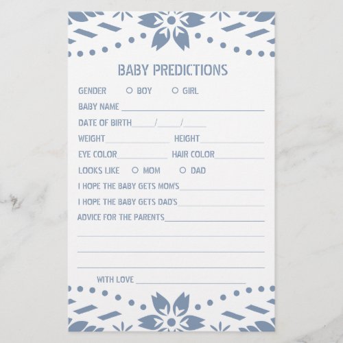 Baby predictions game papel picado Baby Boy Shower Flyer