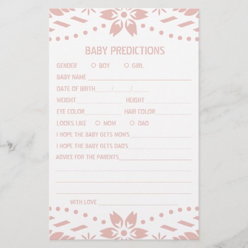 Baby predictions game papel picado Baby Shower Flyer