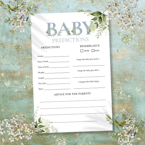 Baby Predictions Greenery Baby Shower Game