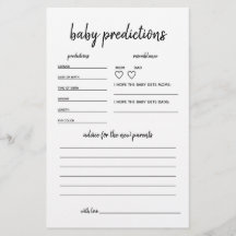 Baby Predictions Minimalist Baby Shower Game