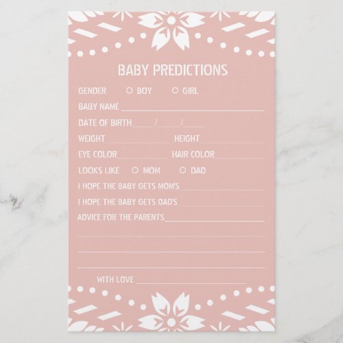 Baby predictions papel picado Baby Shower game Flyer