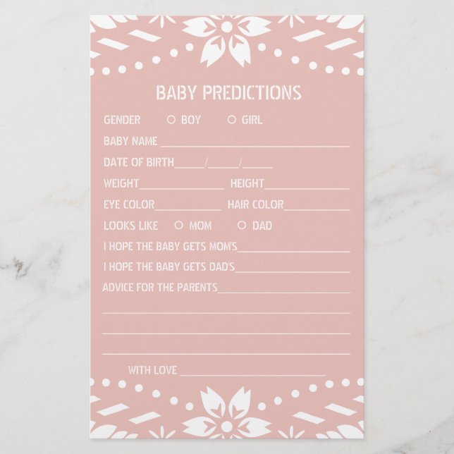 Baby predictions papel picado Baby Shower game Flyer (Front)