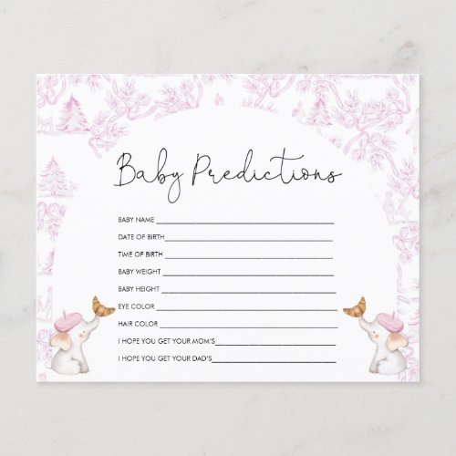 Baby Predictions Pink Toile Baby Shower Game