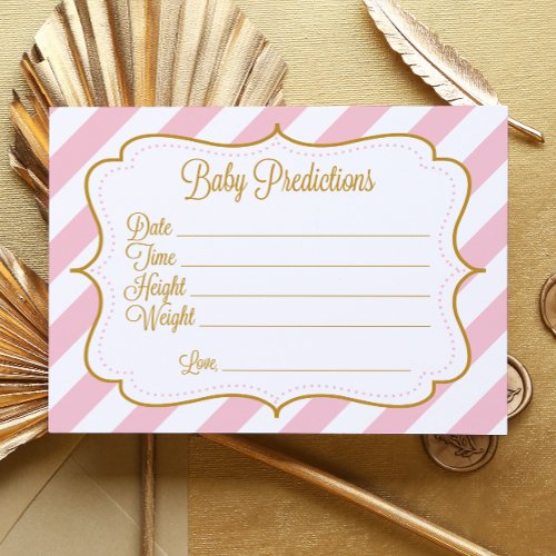 Baby Predictions Shower Game Height Weight Date Enclosure Card
