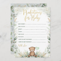 Baby Predictions Teddy Bear Balloon Shower Game Invitation