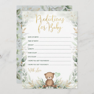 Baby Predictions Teddy Bear Balloon Shower Game Invitation