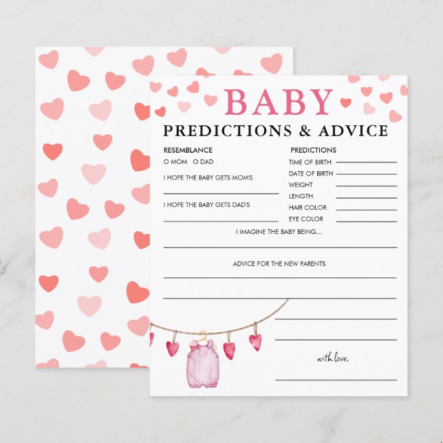 Baby Predictions | Valentine's Baby Shower Game (Front/Back)