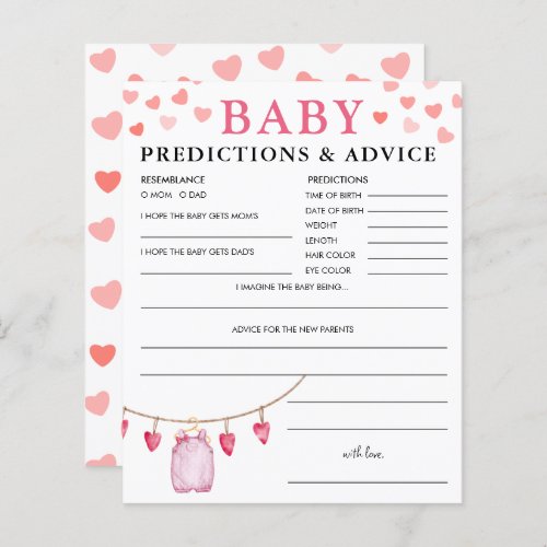 Baby Predictions  Valentines Baby Shower Game