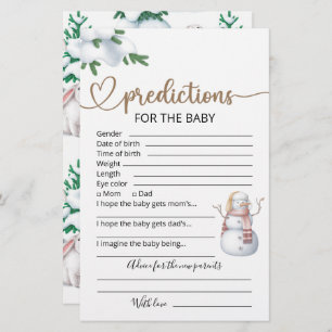 Baby Predictions Winter Baby Shower Game