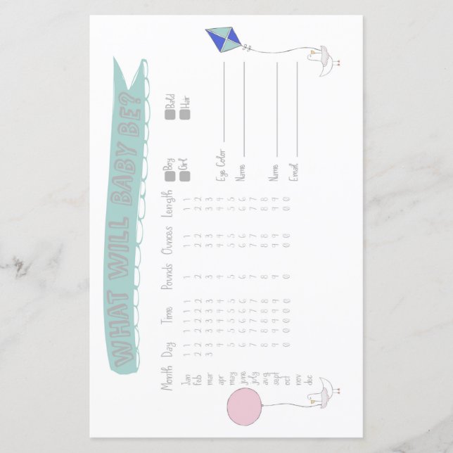 Baby Predictor Adventure Baby Shower Game (Front)