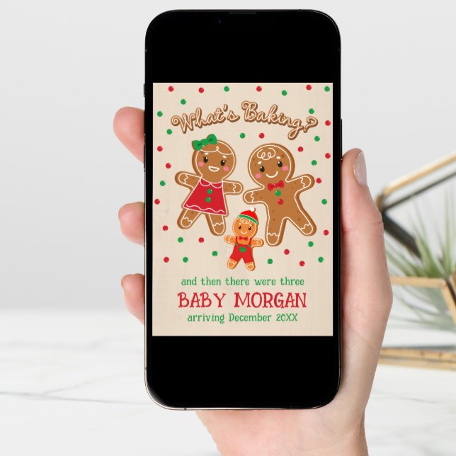 Baby Pregnancy Announcement Gingerbread Card (Front Digital)