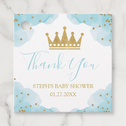 Baby Prince Royal Baby Shower gold  blue Favor Tags