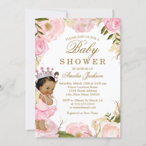 Baby Princess Floral Rose Its a Girl Baby Shower Invitation